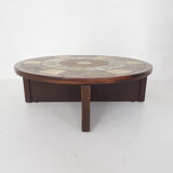 Tue Poulsen pour Haslev Møbelsnedkeri, table basse en pierre et chêne, Danemark années 1960