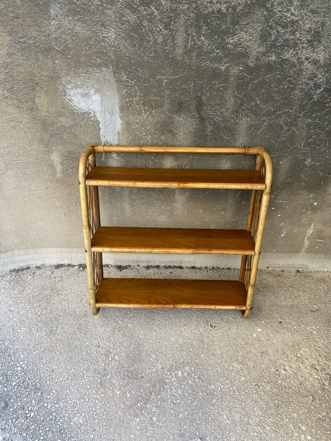 Vintage wall rattan shelf