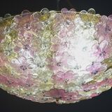 Amazing Pink and Gold Large Size Murano Ceiling Light Flower by Seguso