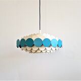 Bright Petrol and White Metal Pendant Lamp by Doria Leuchten, Germany 1960s