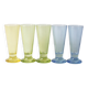 Set of 5 Colorful Yellow, Green and Blue Water Tumblers / Turkey / 2000s