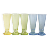 Ensemble de 5 gobelets colorés jaunes, verts et bleus / Turquie / années 2000