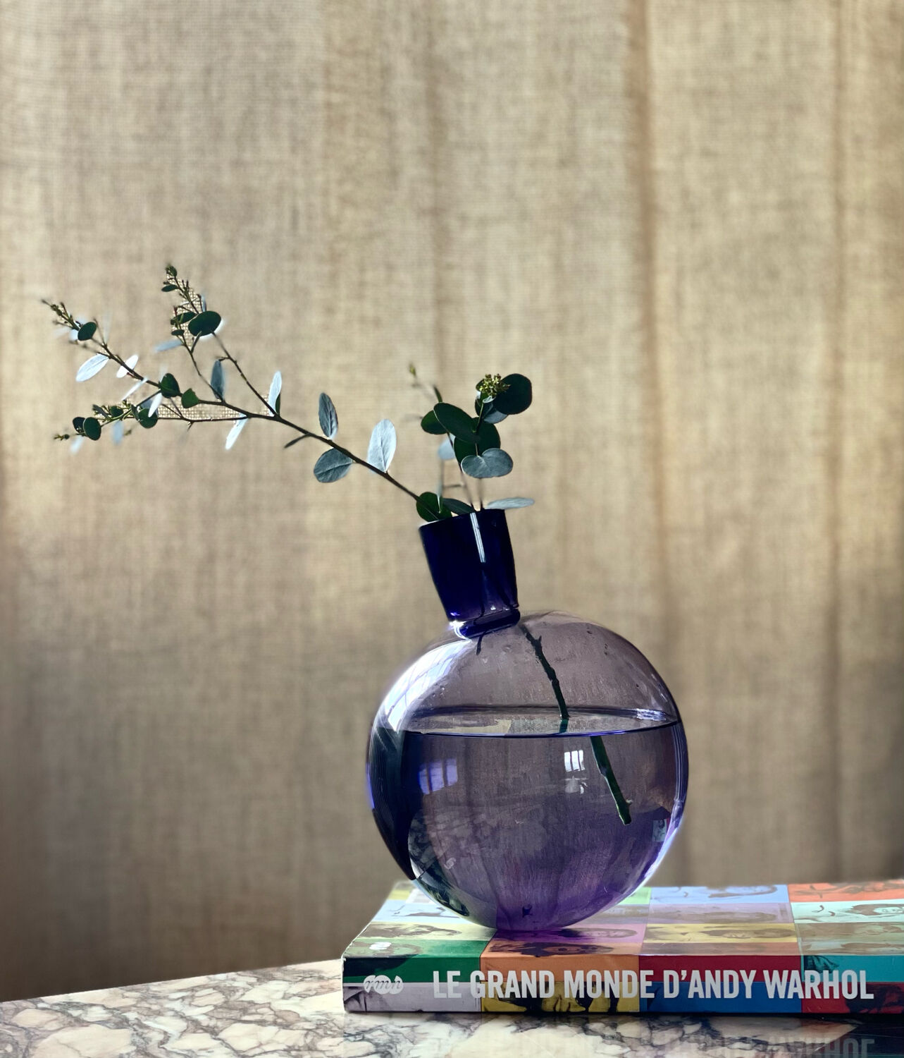 Purple vase inclined