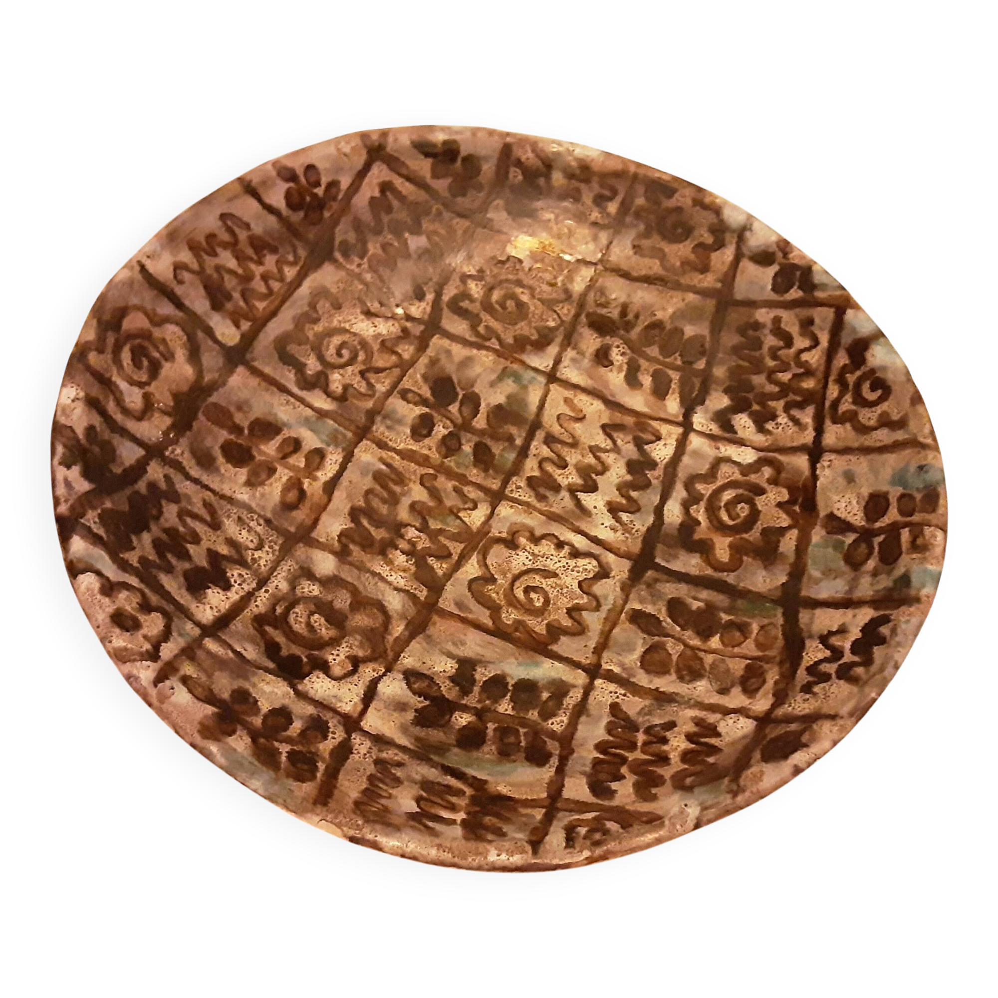 Ceramic dish signed lydia with flower patterns