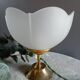 Art deco desk lamp white frosted corolla glass, gold base