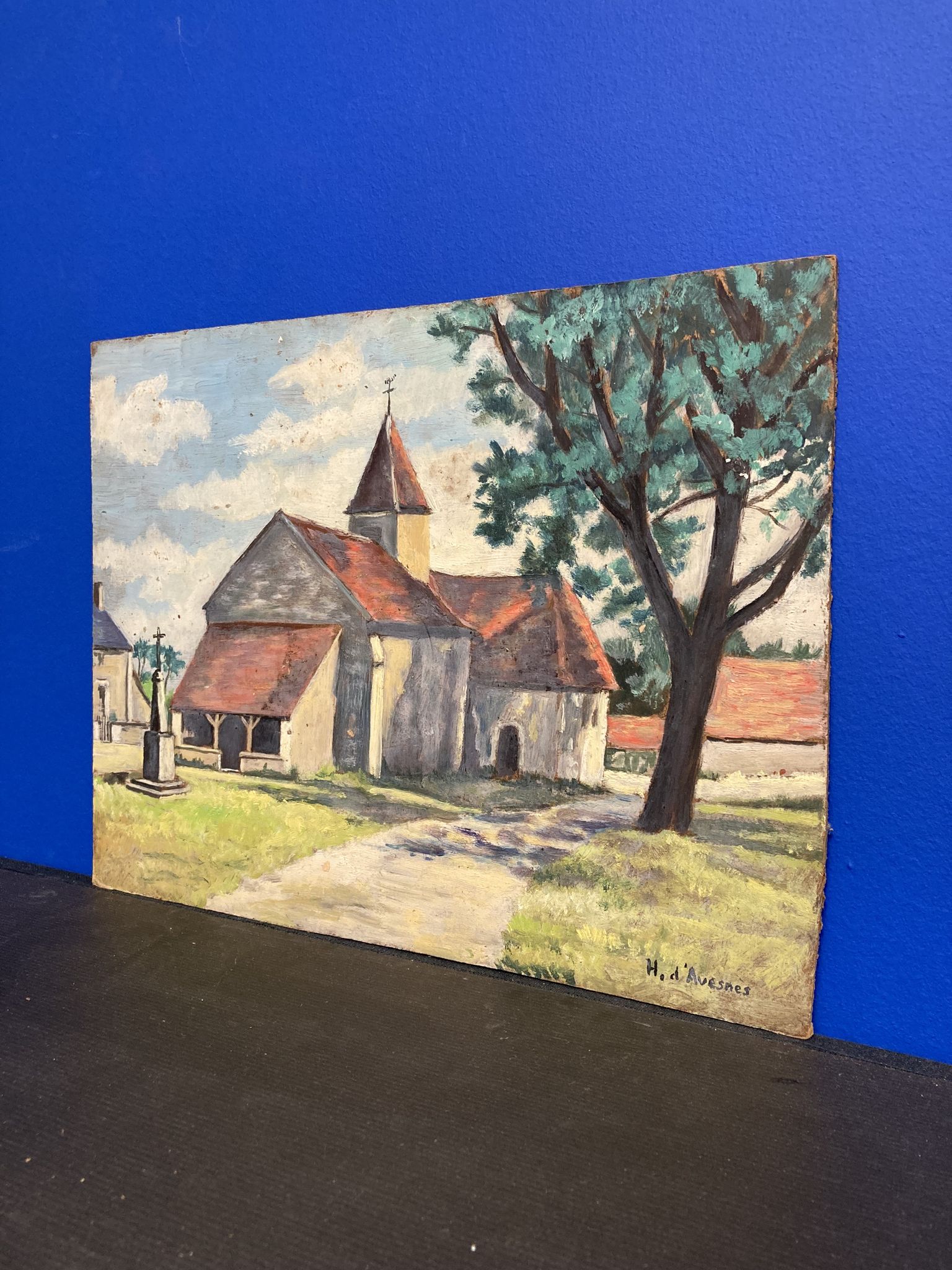 Huile sur panneau vintage