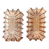 Appliques en verre sculpté ambre et transparent, 1950