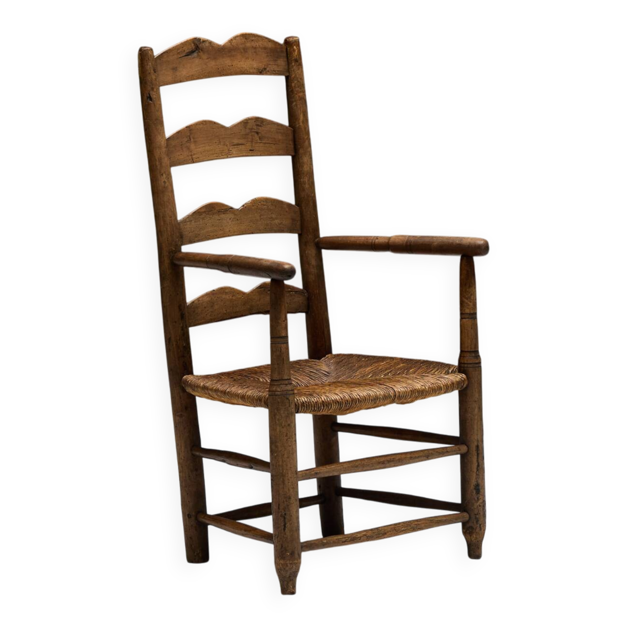 Rustic Ladder-Back Armchair, France, Early 20th Century