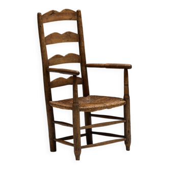 Rustic Ladder-Back Armchair, France, Early 20th Century
