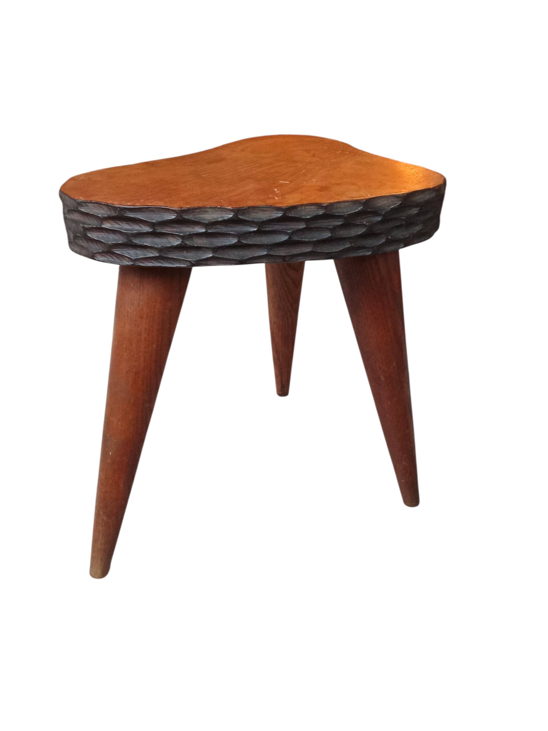 Antique Brutalist tripod stool