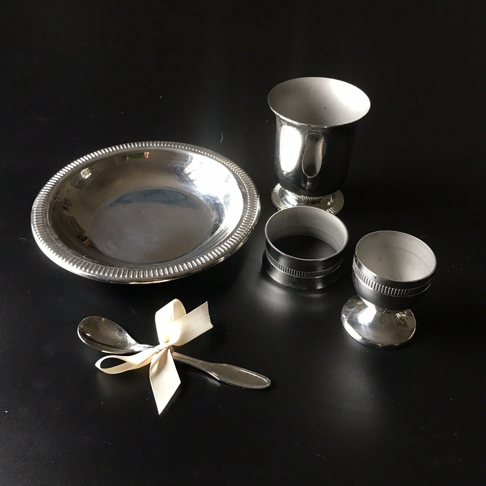 Birth gift 5 pieces in stainless steel signed Jean Couzon