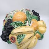 Fruit basket with lid. Enameled barbotine. Large model. Bordallo Pinheiro