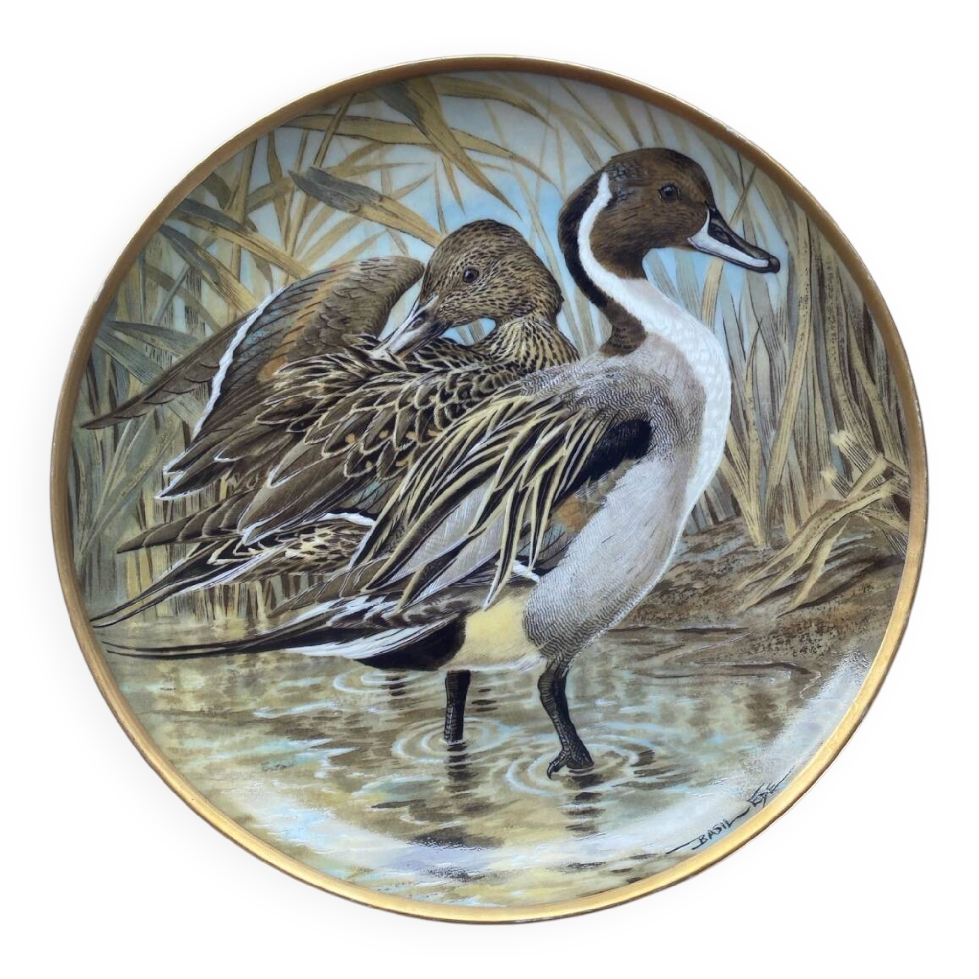 Decorative plate Limoges Water Birds