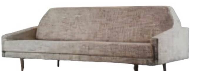 Vintage Sandinavian sofa in gray fabrics, wool sofa