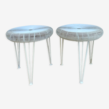 Pair of tin stools