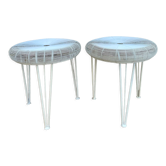 Paire de tabourets en fer blanc