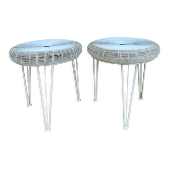 Pair of tin stools