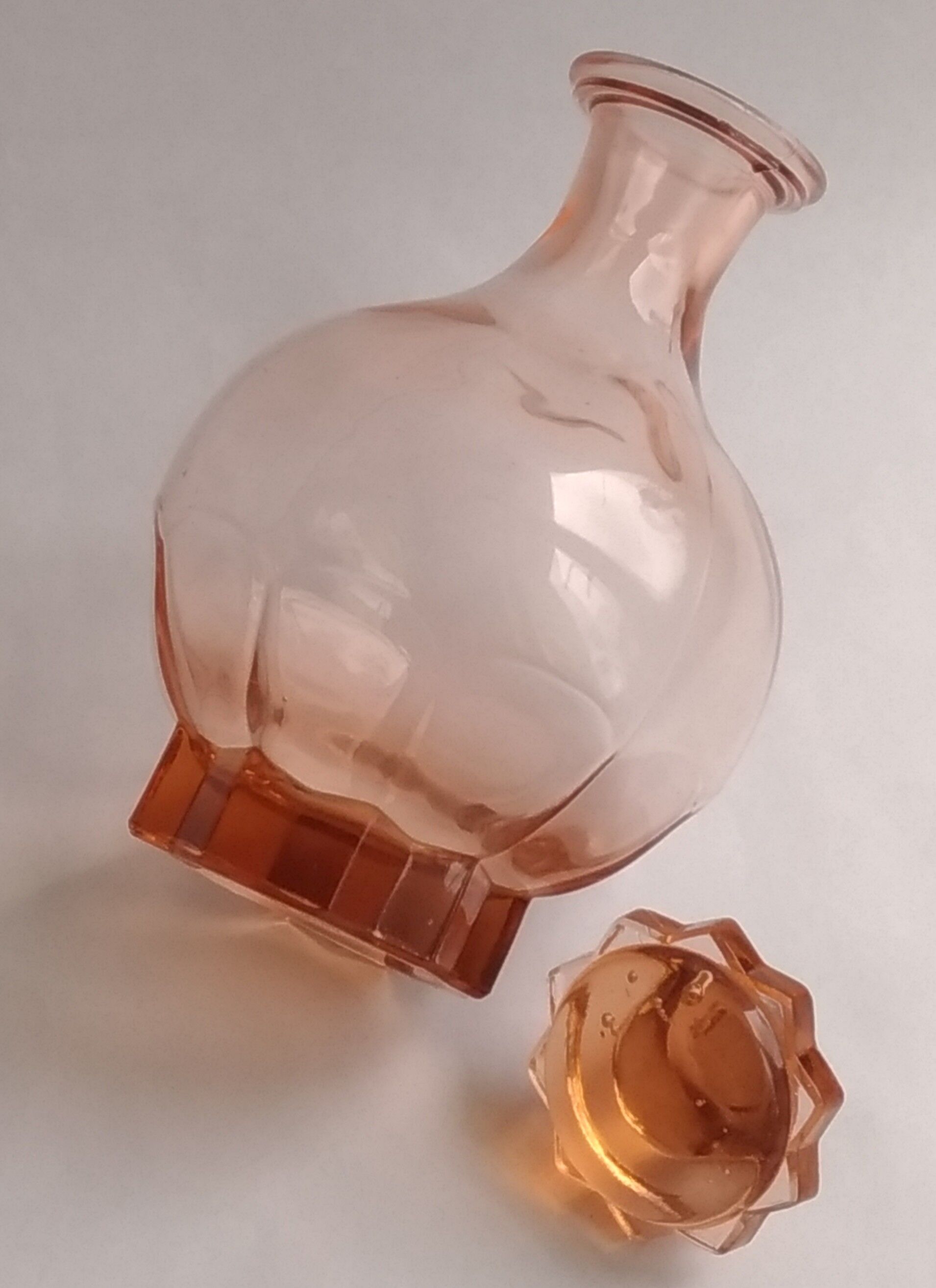 Pink glass carafe-art deco style-star stopper