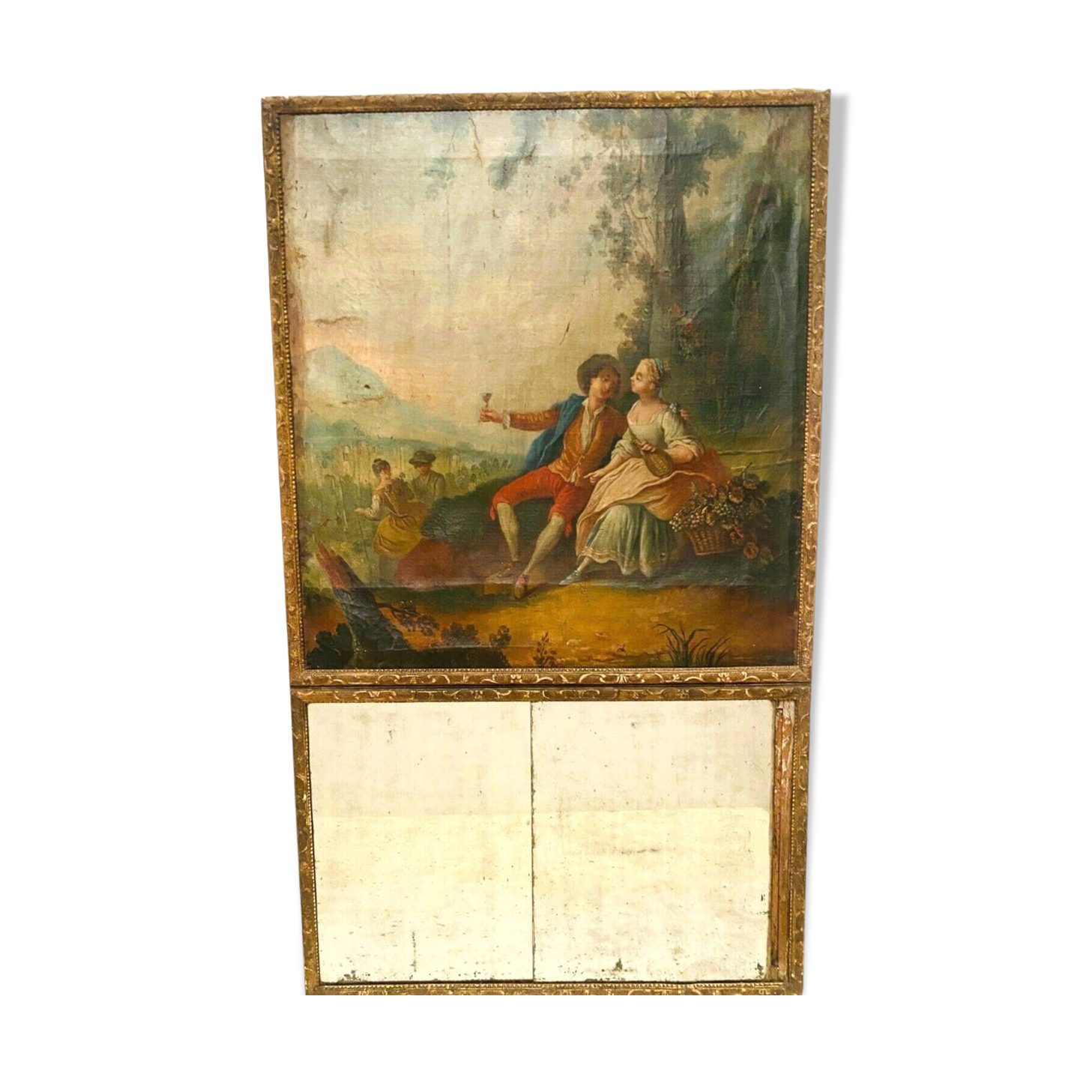 Louis XV style trumeau in carved wood 19th century