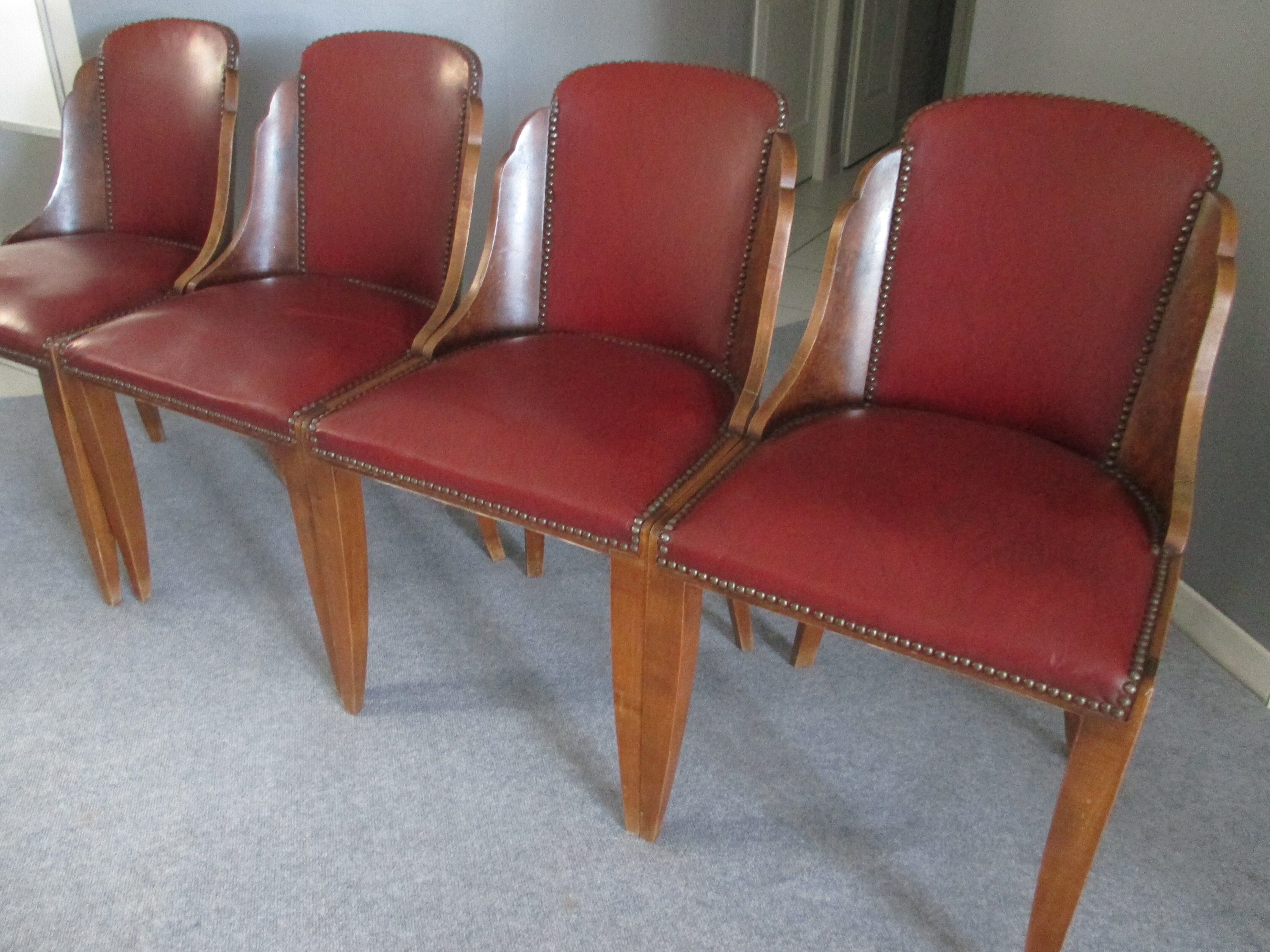 Suite 4 chaises gondole art déco 1950