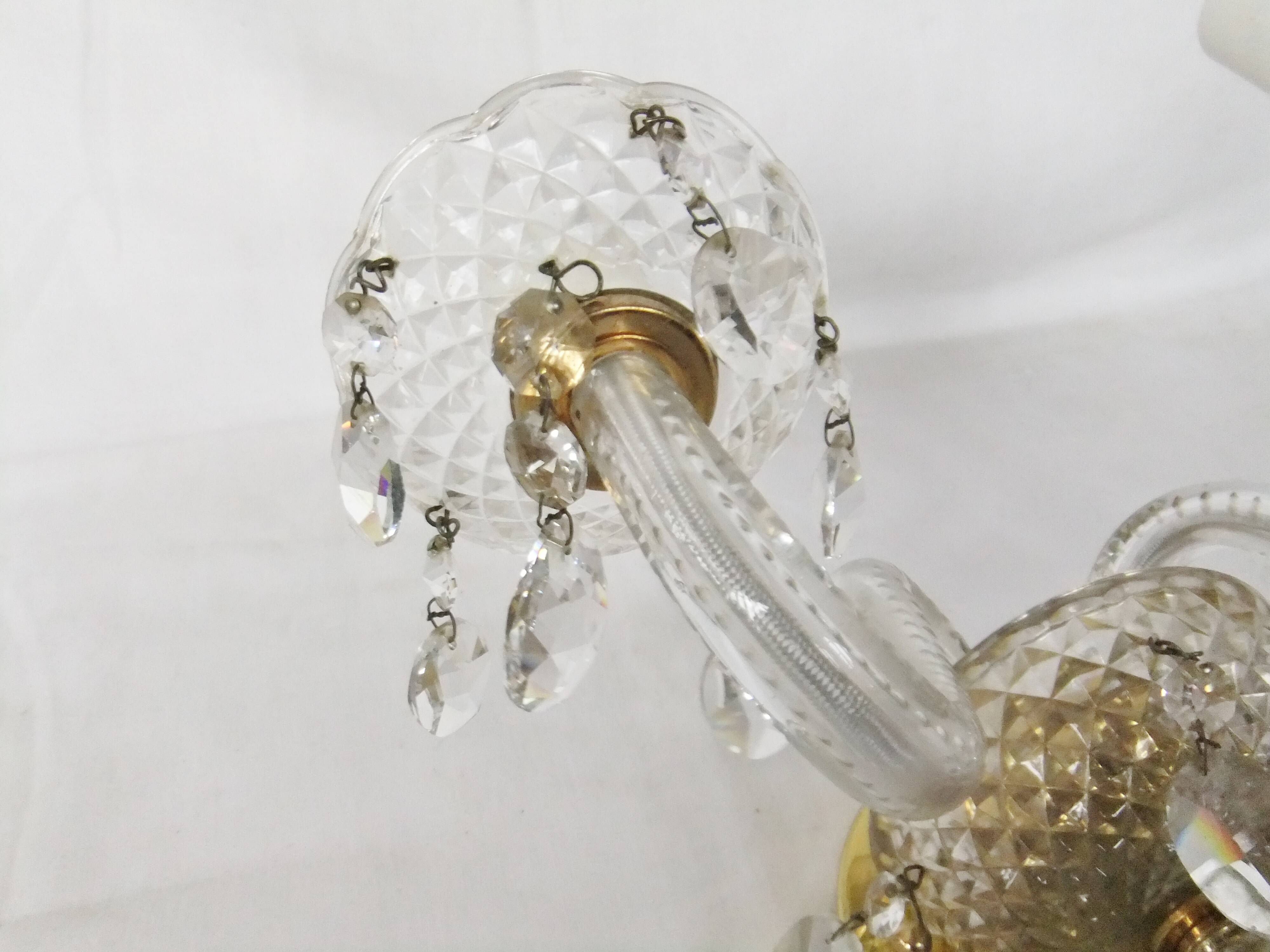 Murano diamond point glass wall lamp with pendant