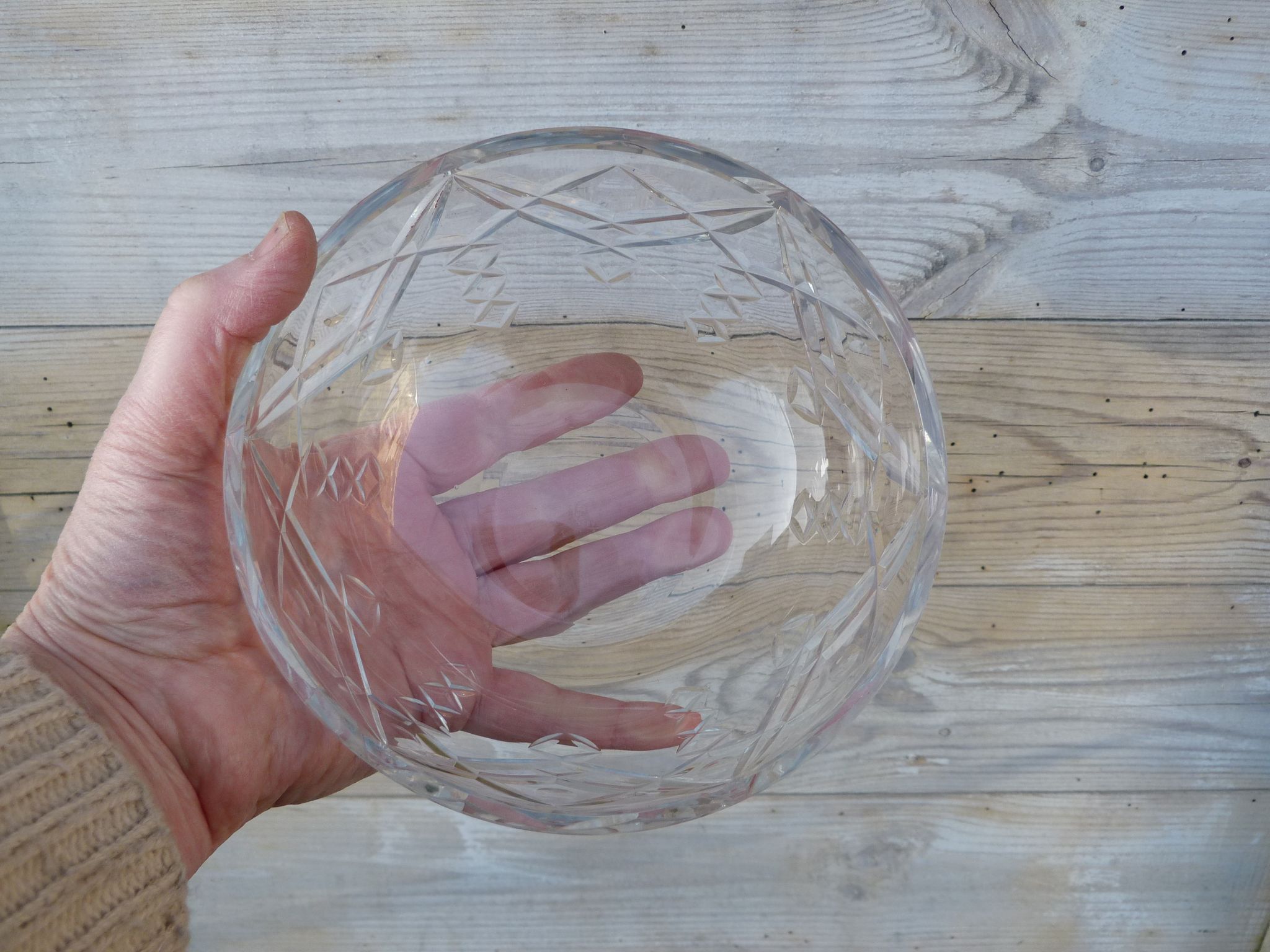 Salad bowl cut old crystal Baccarat signed