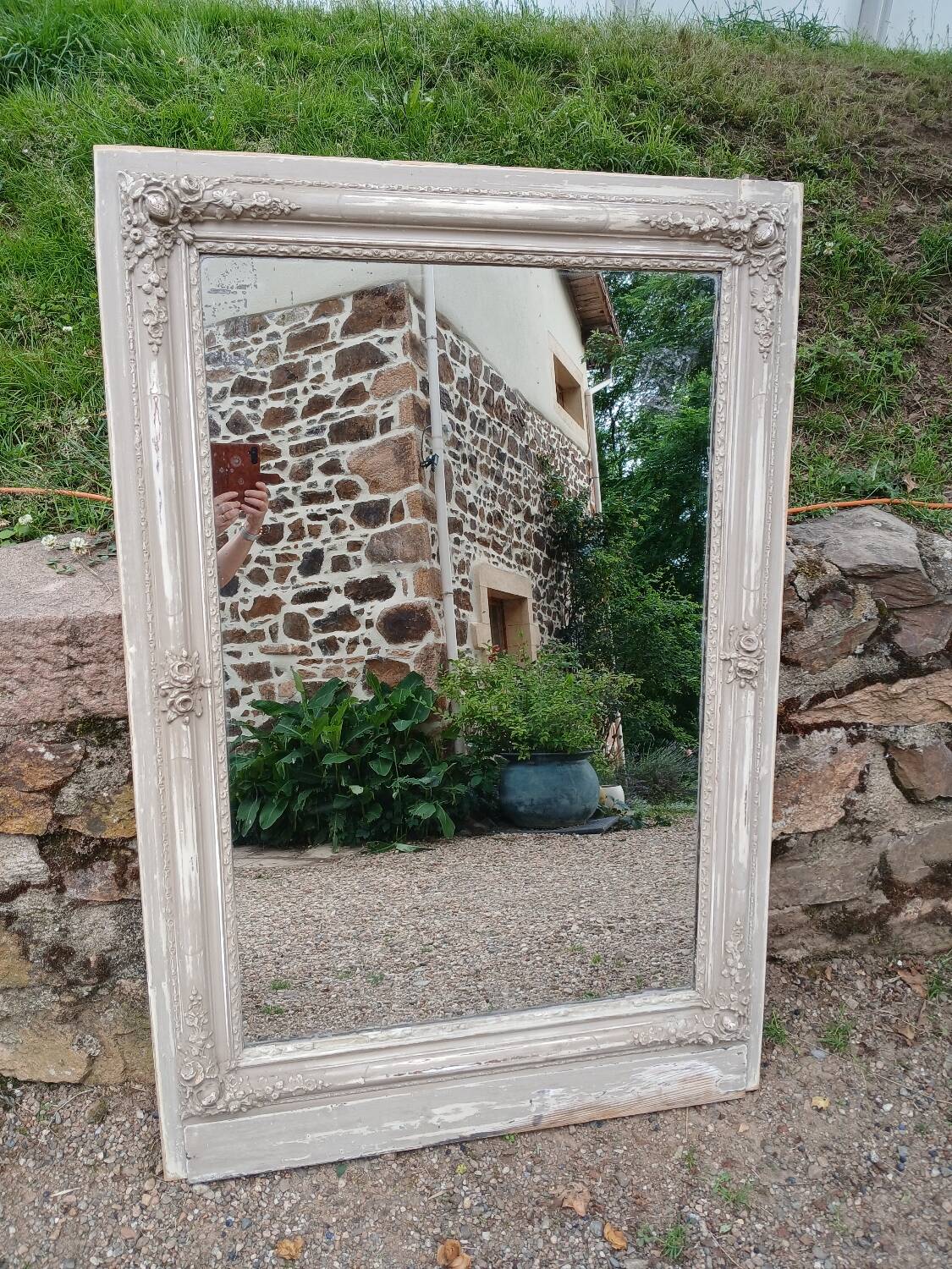 Large antique mirror/wooden frame