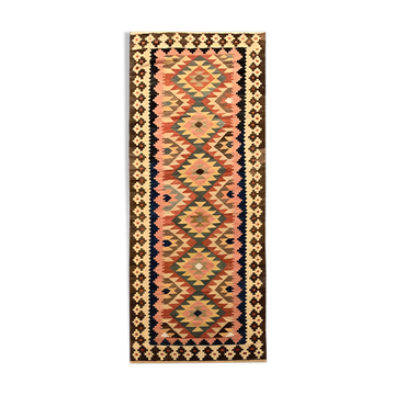 Traditional afghan kilim rug oriental pink green wool rug 100x279cm