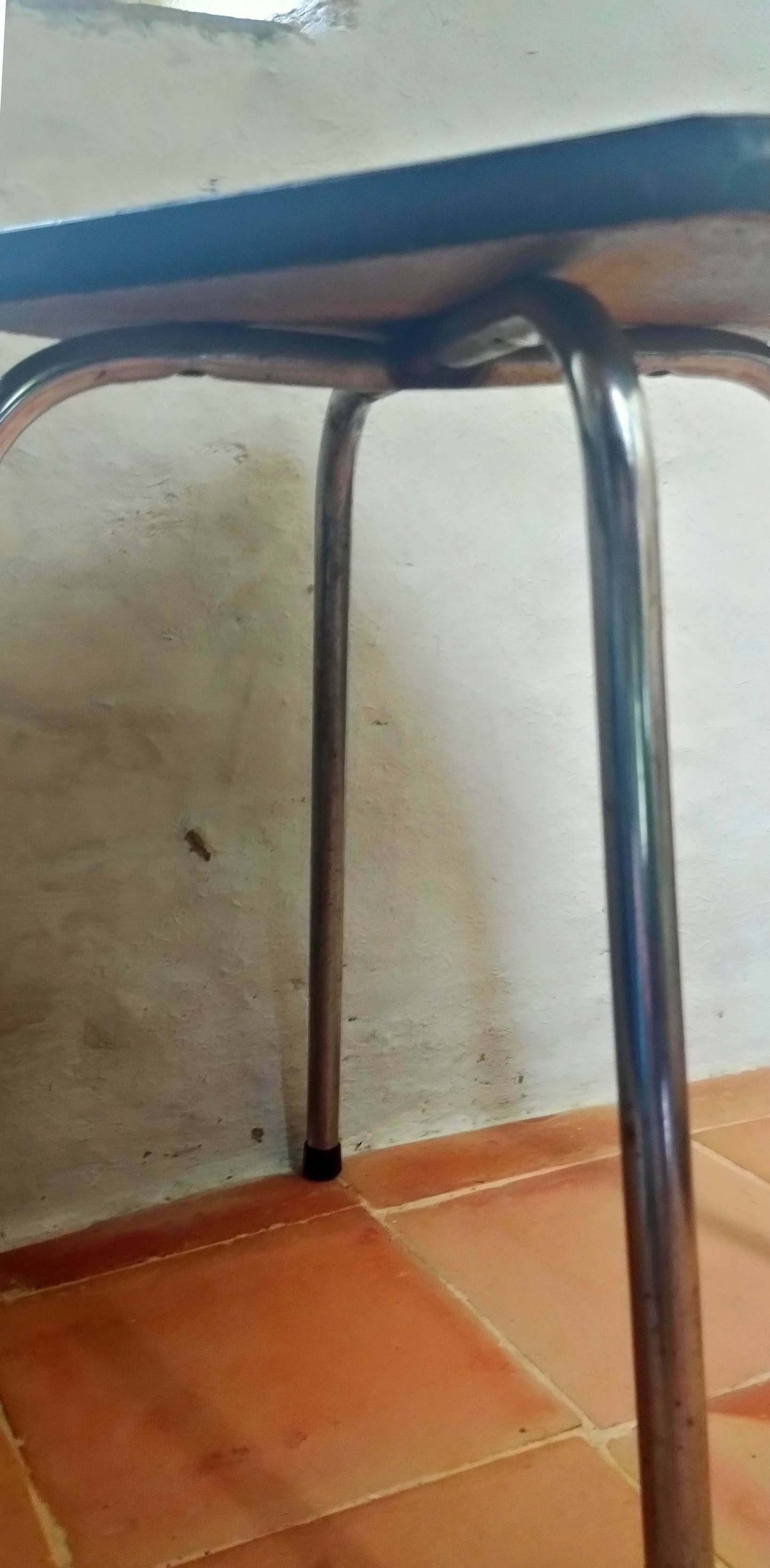 Pair of vintage school stools in formica and chrome metal – 1960s/70s