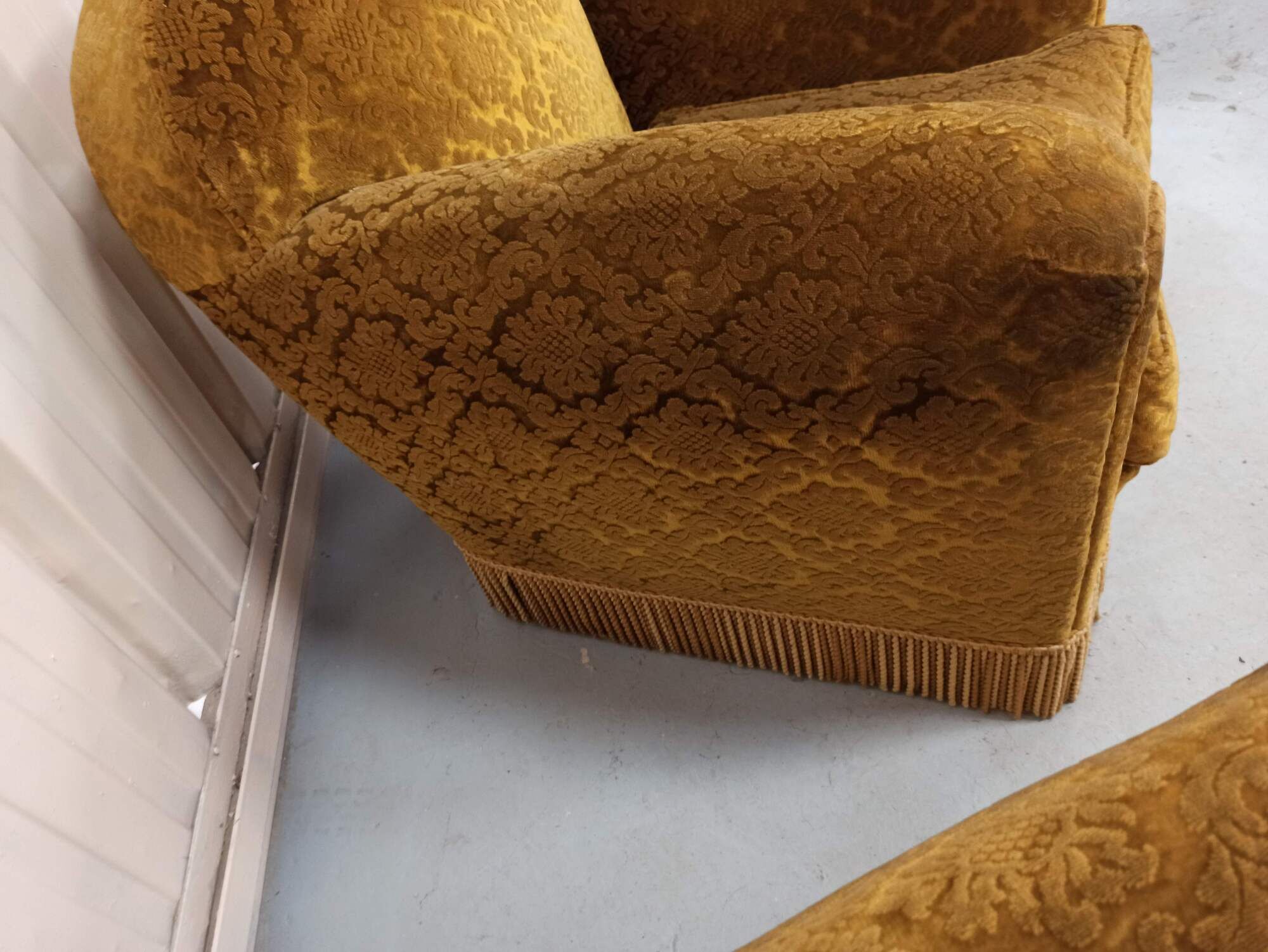 Pair of armchairs club velvet old yellow - armchair old