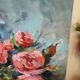 Oil on canvas painting of a bouquet of roses signed Paumier.