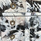 Baroque Abstract Painted Commode in Black and White by Felix Bachmann, 2024