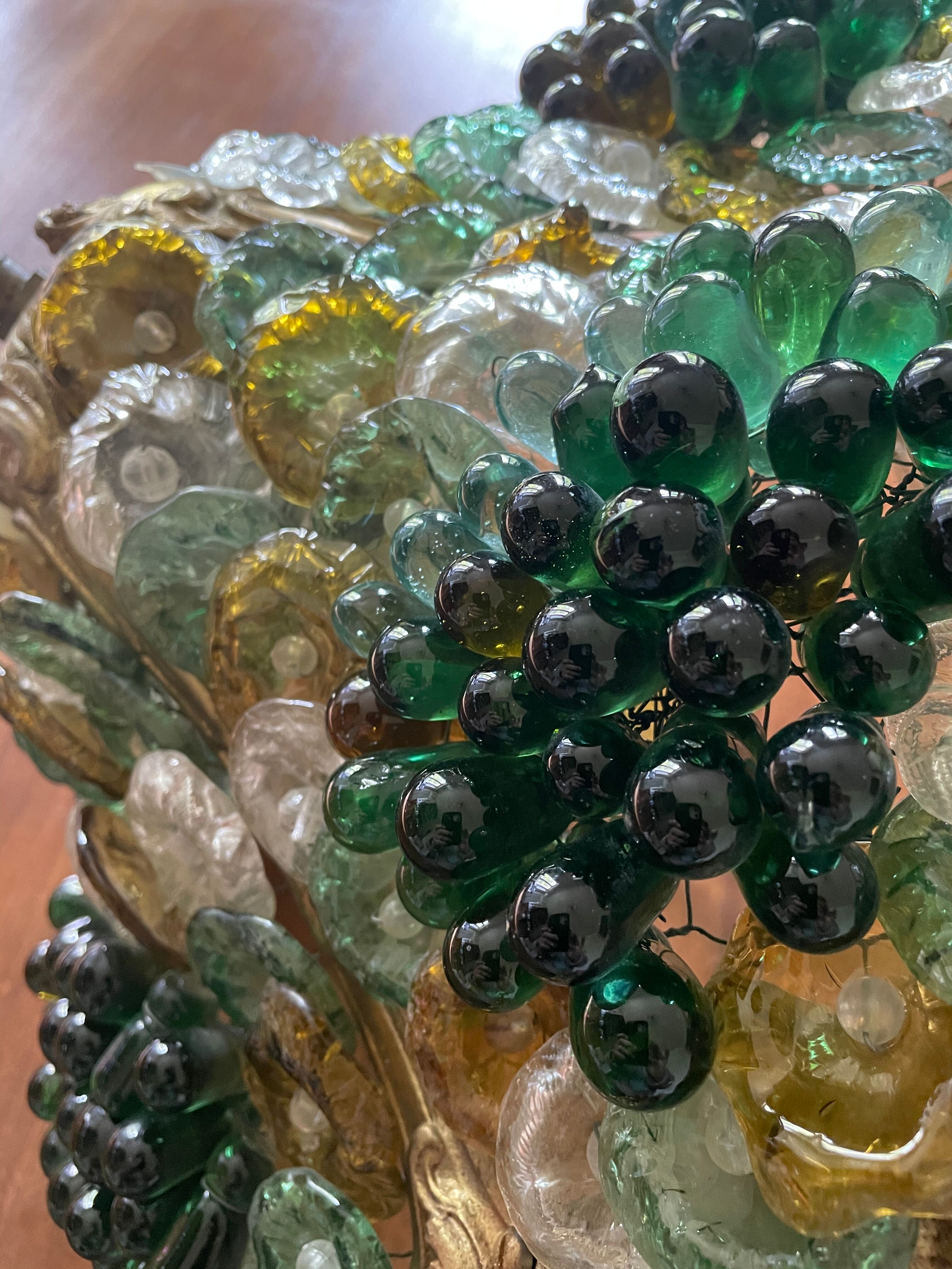 Lustre corbeille grappes de raisin Murano