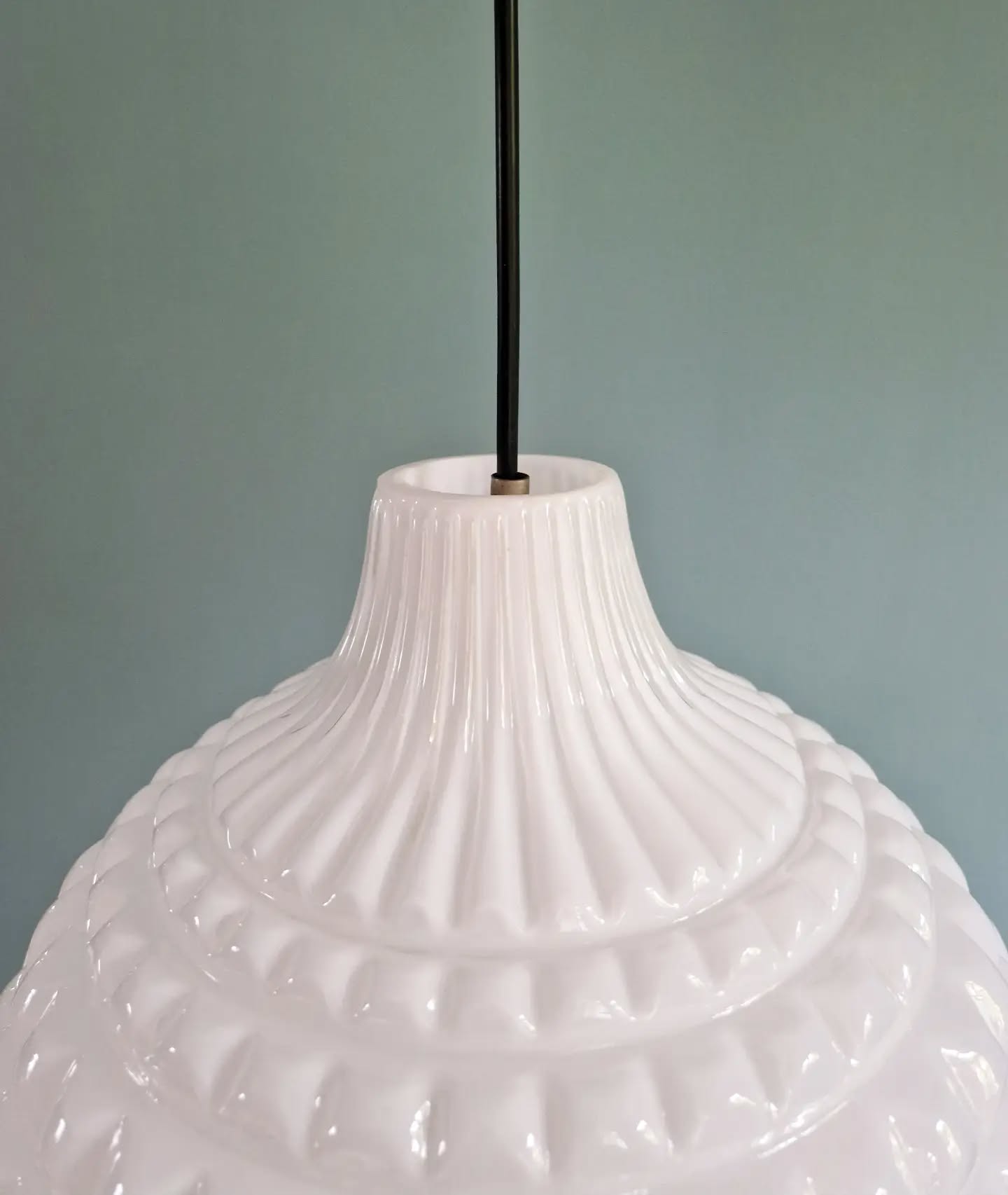 White opaline spherical pendant, Space Age, 1960-70