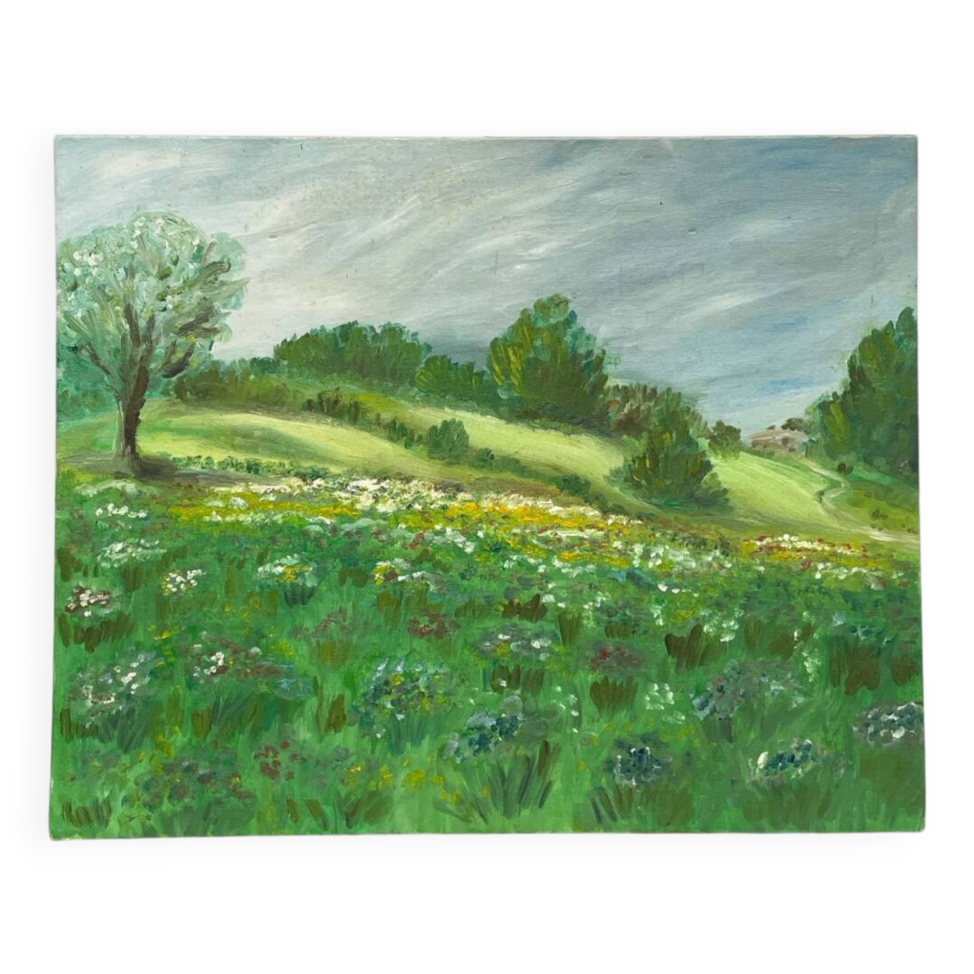 Old painting of a rural landscape