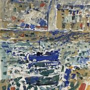Émile Compard Abstract Oil on Canvas, France circa 1950s