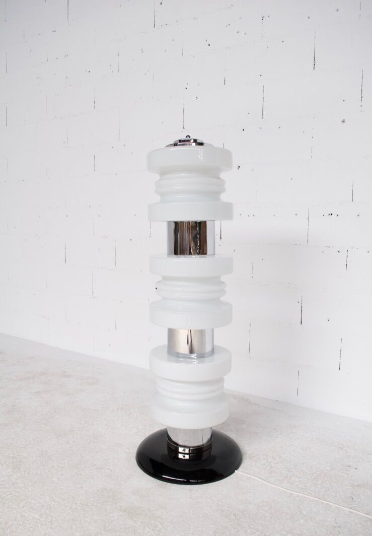 Lampadaire italian years 70' acier and verre