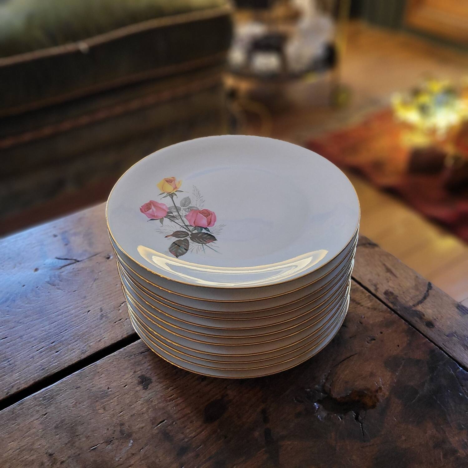 P.L. France flat plates – Roses – 1950s
