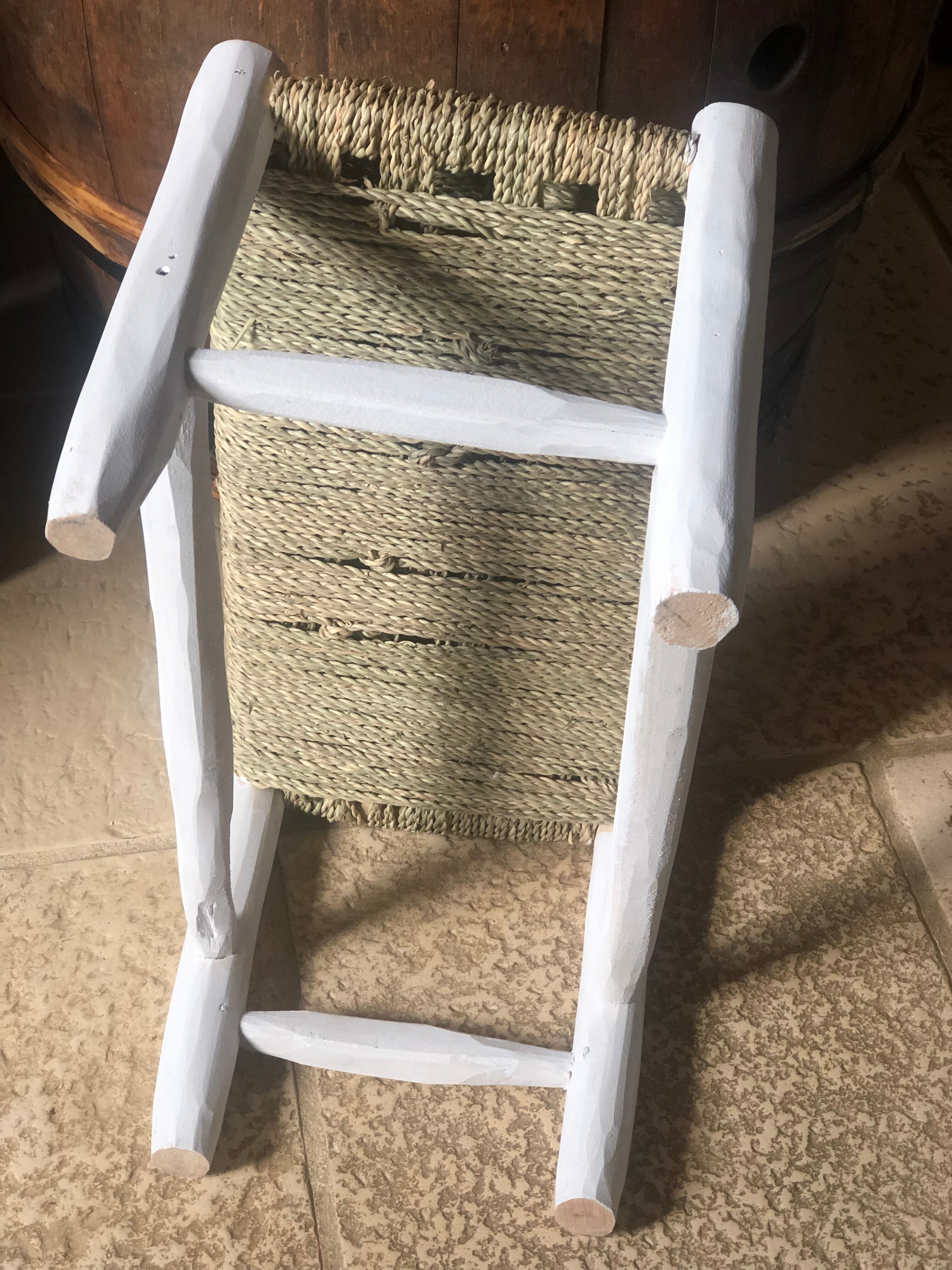 Moroccan children's bench wood and rope