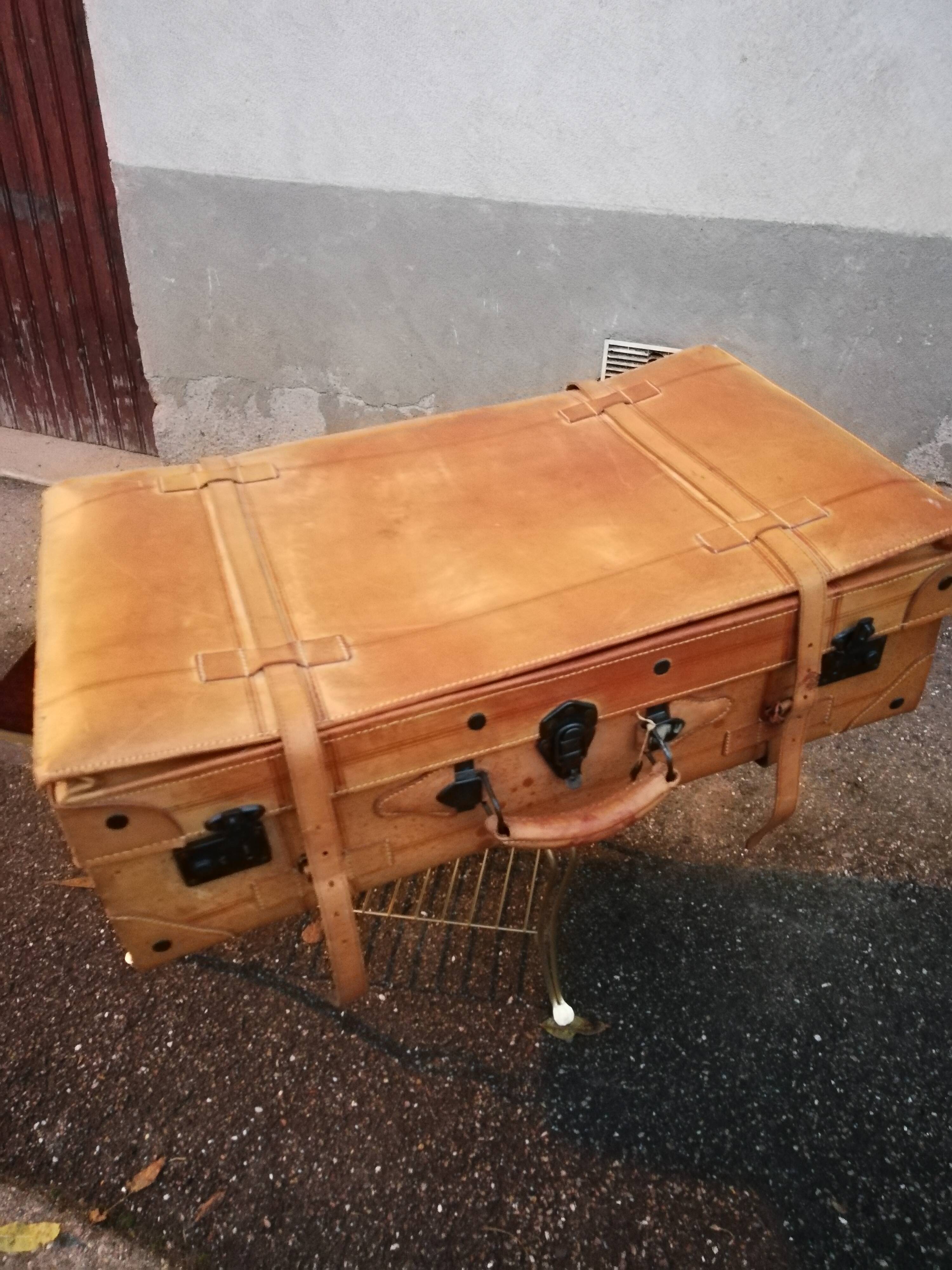 Antique leather suitcase
