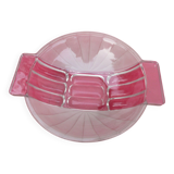 Compotier / fruit bowl in frosted molded pressed glass from the 1940s