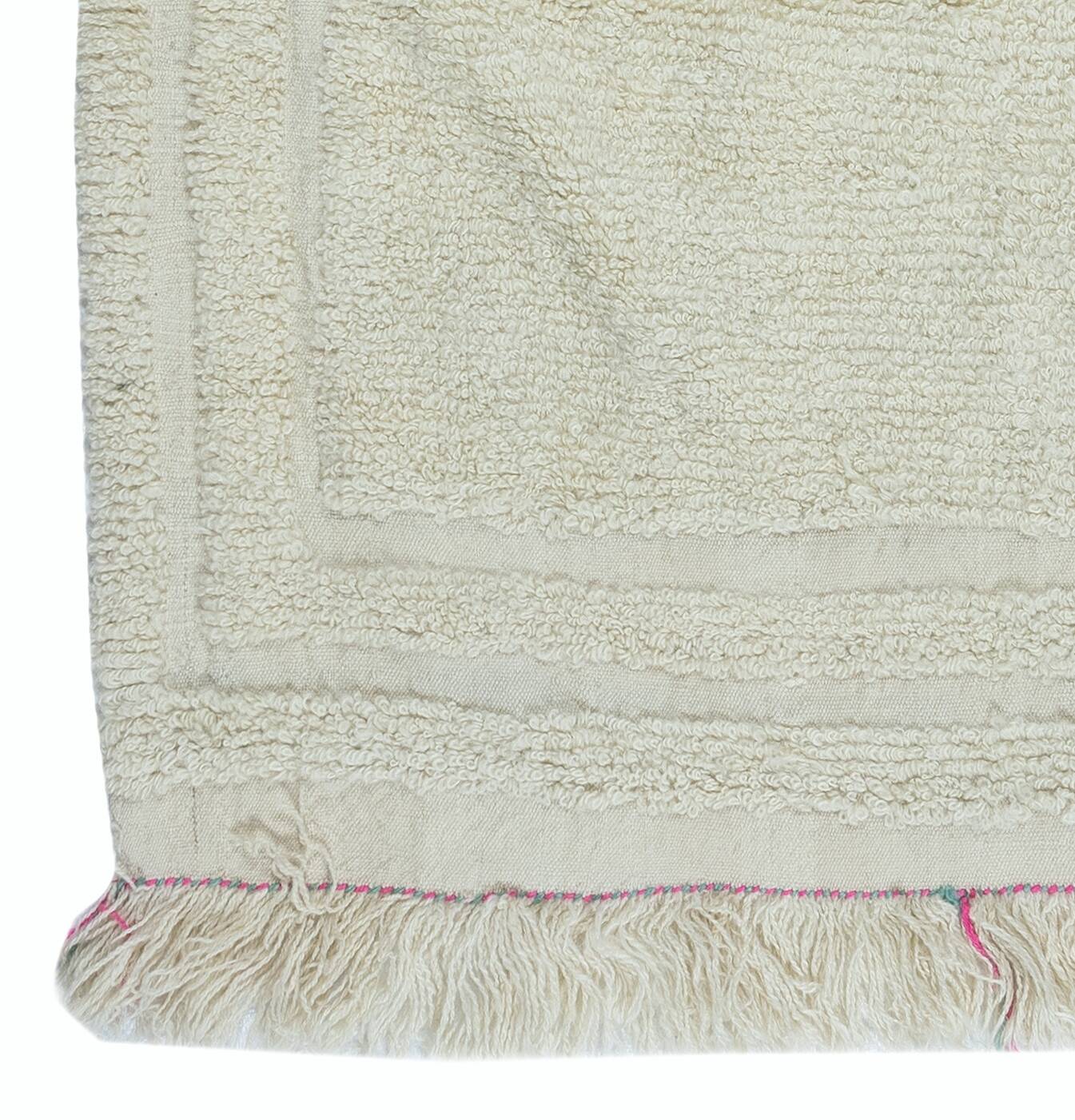 Vintage Minimalist Turkish Tulu Accent Rug Made of Natural Beige Wool