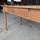 Antique rustic bistro farm table 1900 one drawer - 1m23
