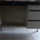 Industrial metal desk from the 70s with three drawers and glass top