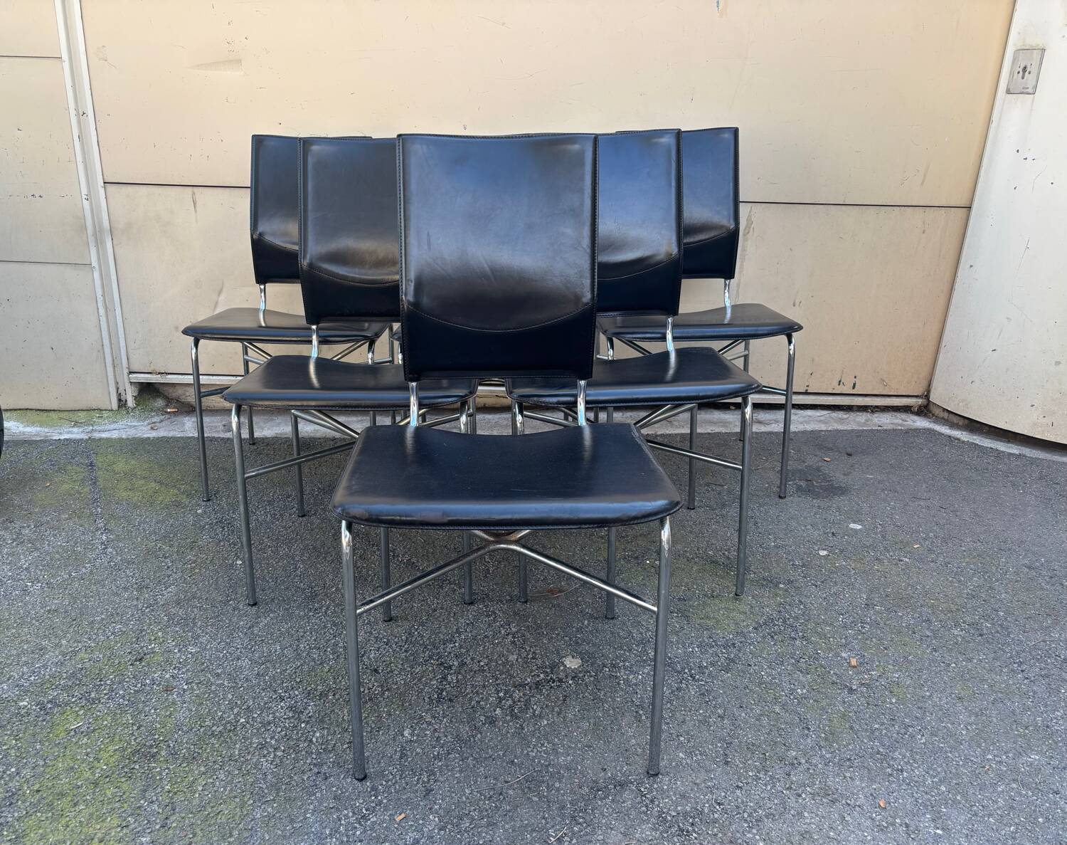 Set of 6 Matteo Grassi leather chairs