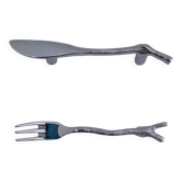 deux poignées métal couteau fourchette aram design