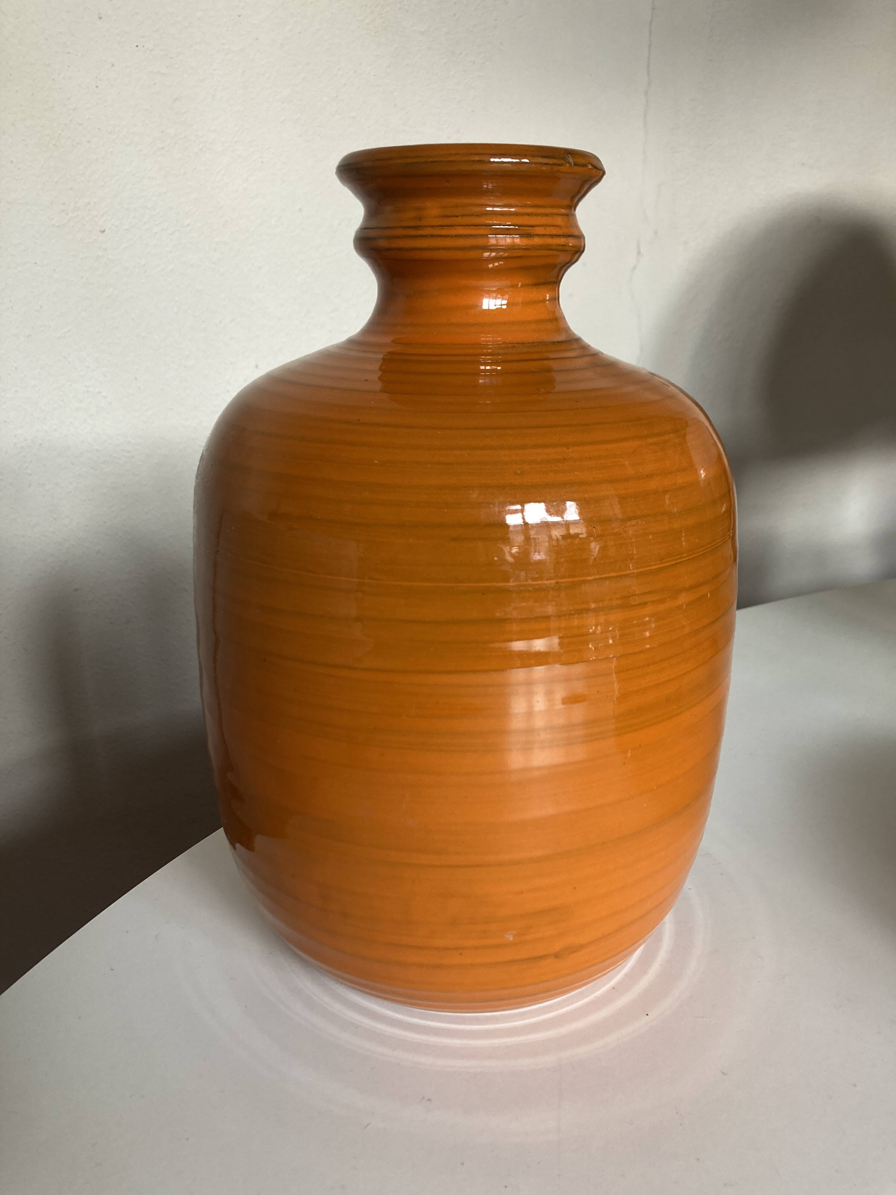 XXXL vase of orange ceramic Italian design 1970