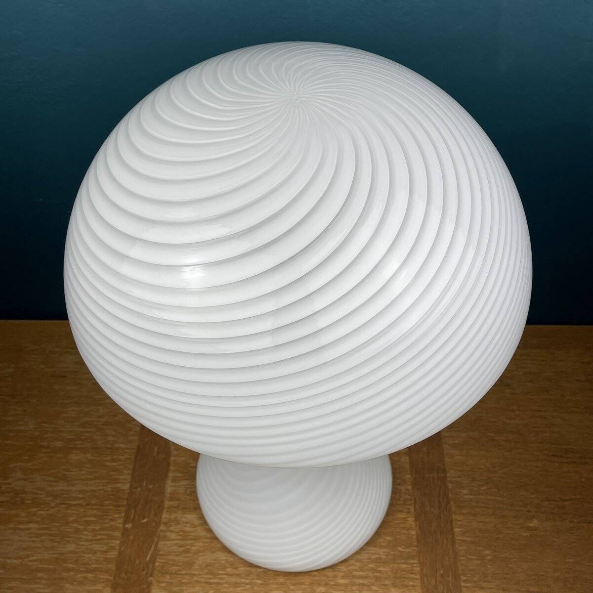 Large classic swirling Murano glass mushroom table lamp, Italy, 1970s