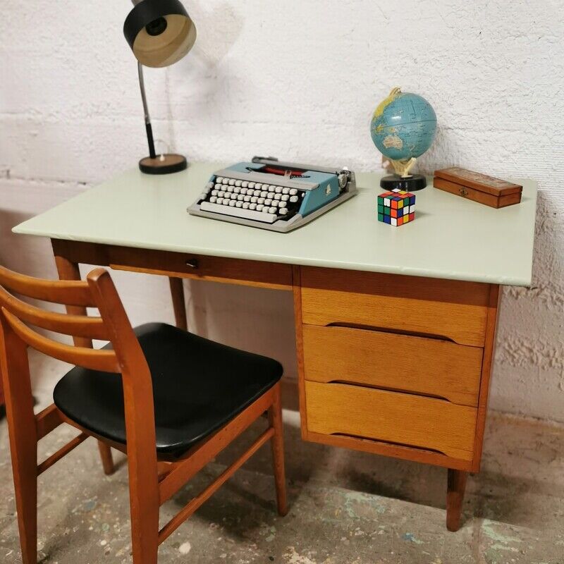 Scandinavian desk in vintage oak