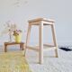 Tabouret de peintre bois blanc - assise bleue